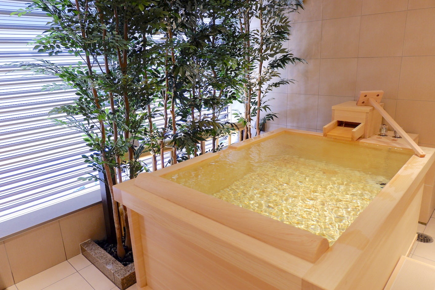 古屋旅館が所有する「清左衛門の湯」を引き込んだ「室内露天風呂」