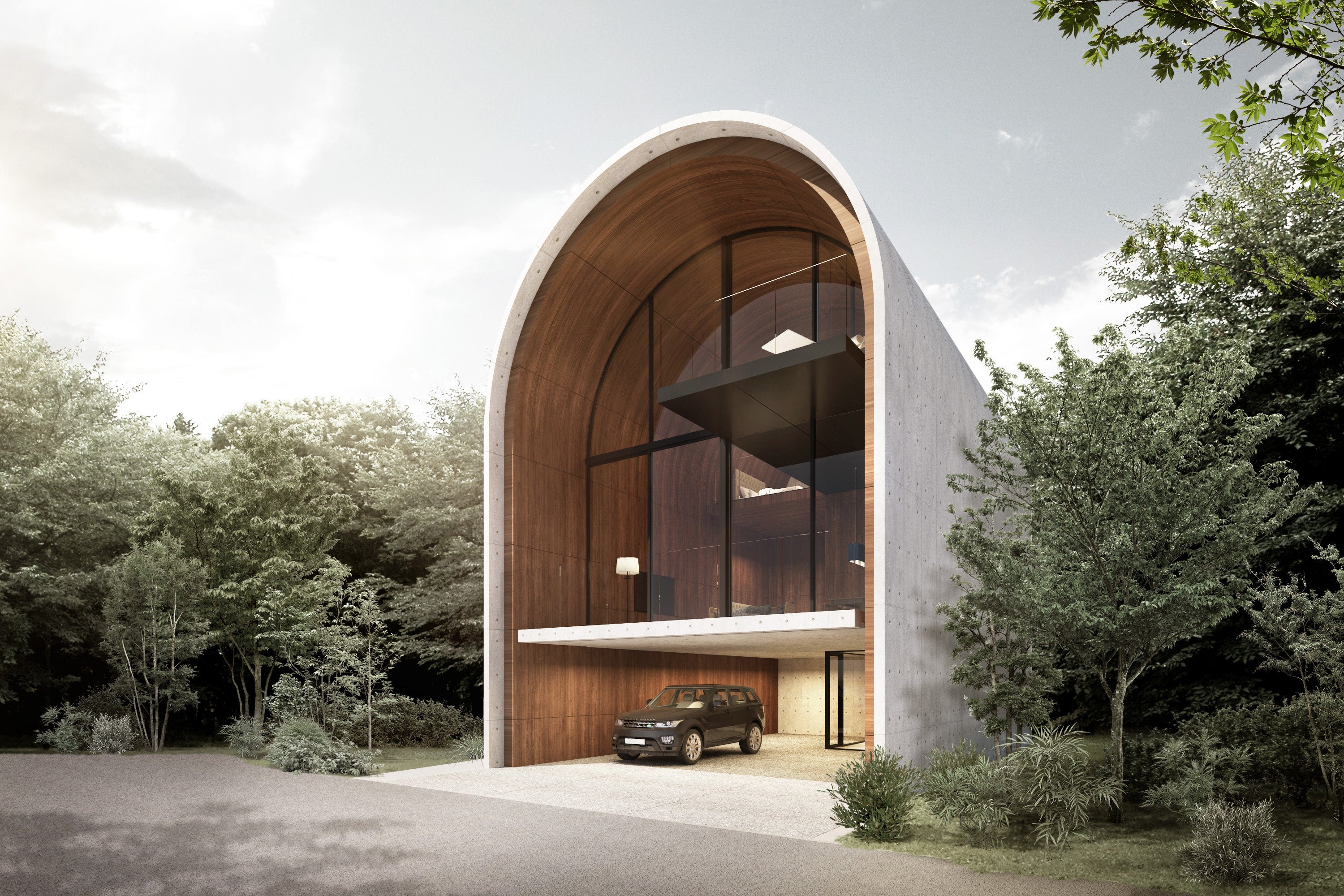 「UMITO LIFE」で提供する別荘。真鶴、伊東等で採用予定。RC造３階建、1F：屋内駐車場、2～3F：床面積合計約150㎡。