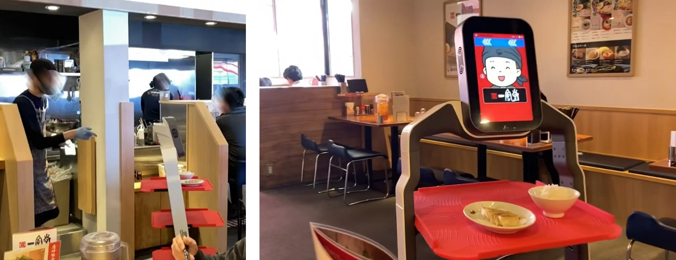 店内の配膳ロボットの様子
