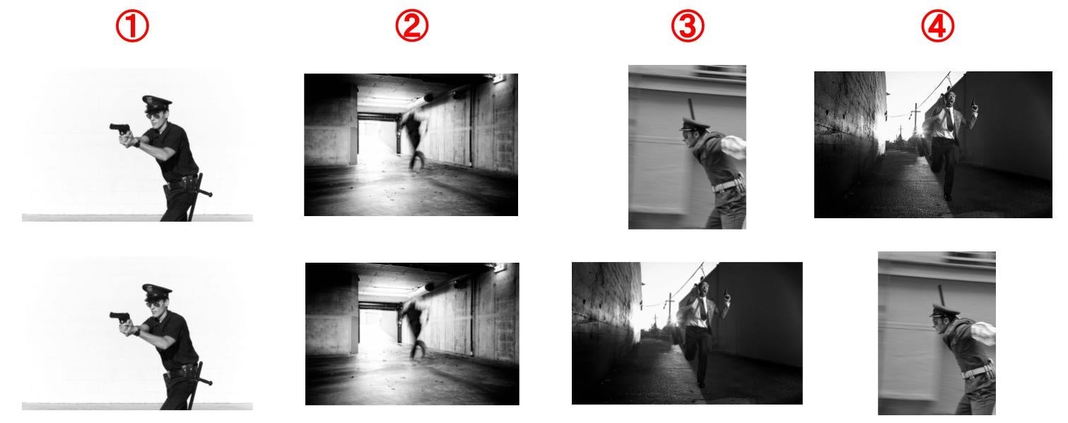 2パターンに並べられた4枚の写真