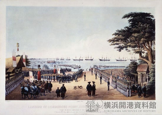 ハイネ画「ペリー横浜上陸図」 (横浜開港資料館所蔵)