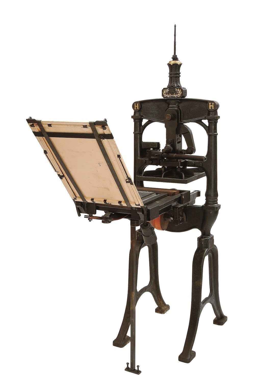 築地活版製造所製の印刷機（ハンドプレス）／ミズノプリンティングミュージアム所蔵