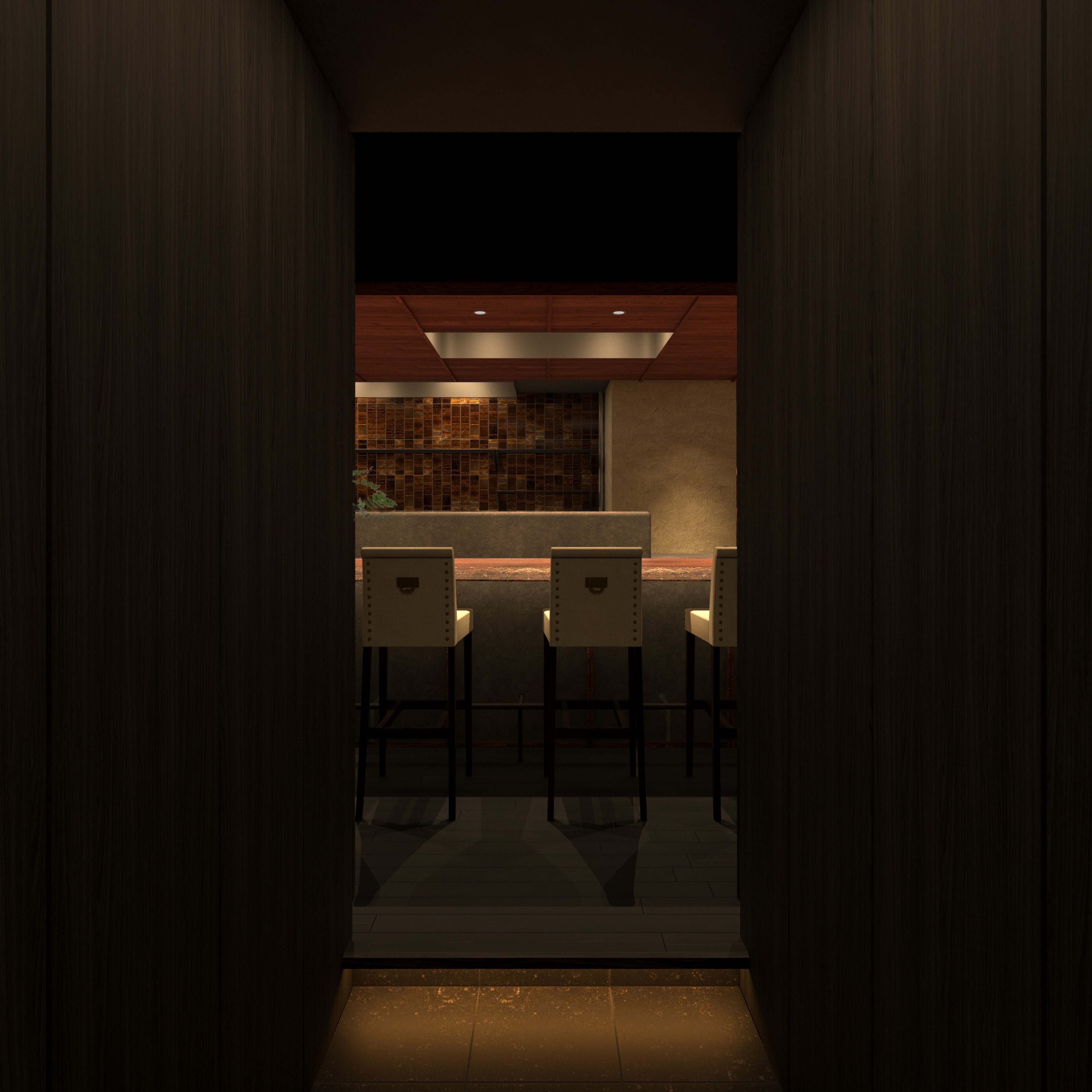 6階に上がると焼き鳥を焼く姿に吸い込まれるようなエントランス