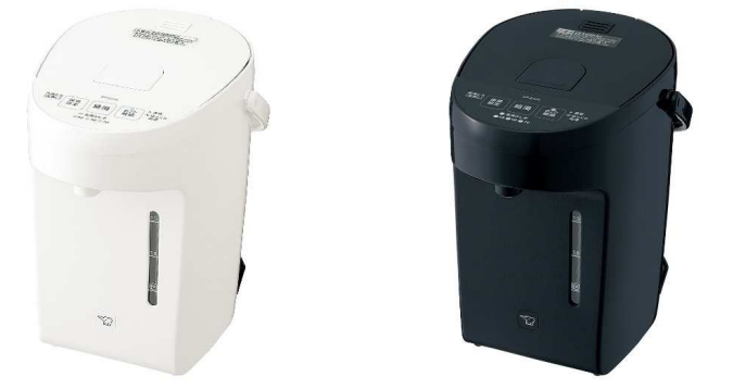 電動ポット（CP-EA20型）左からホワイト（WA）、スレートブラック（BM）