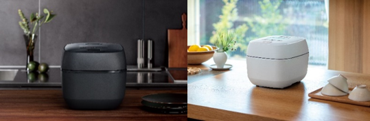 圧力IH炊飯ジャー「炎舞炊き」NW-FA型（左より、黒釉（くろゆう）、絹白（きぬしろ））