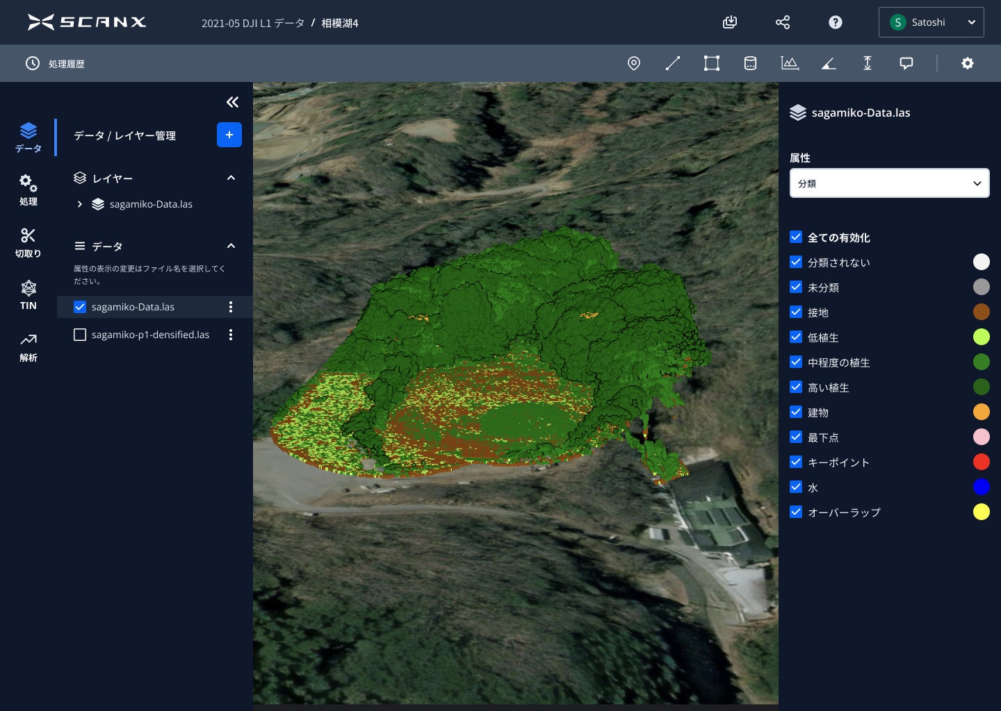 点群データがベースマップ(3D地図)上に表示