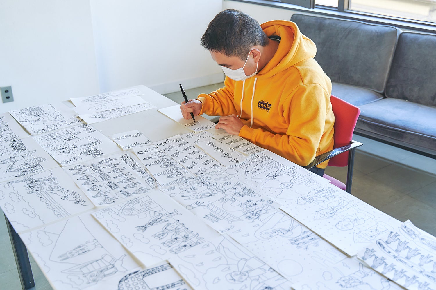 絵の制作のようす