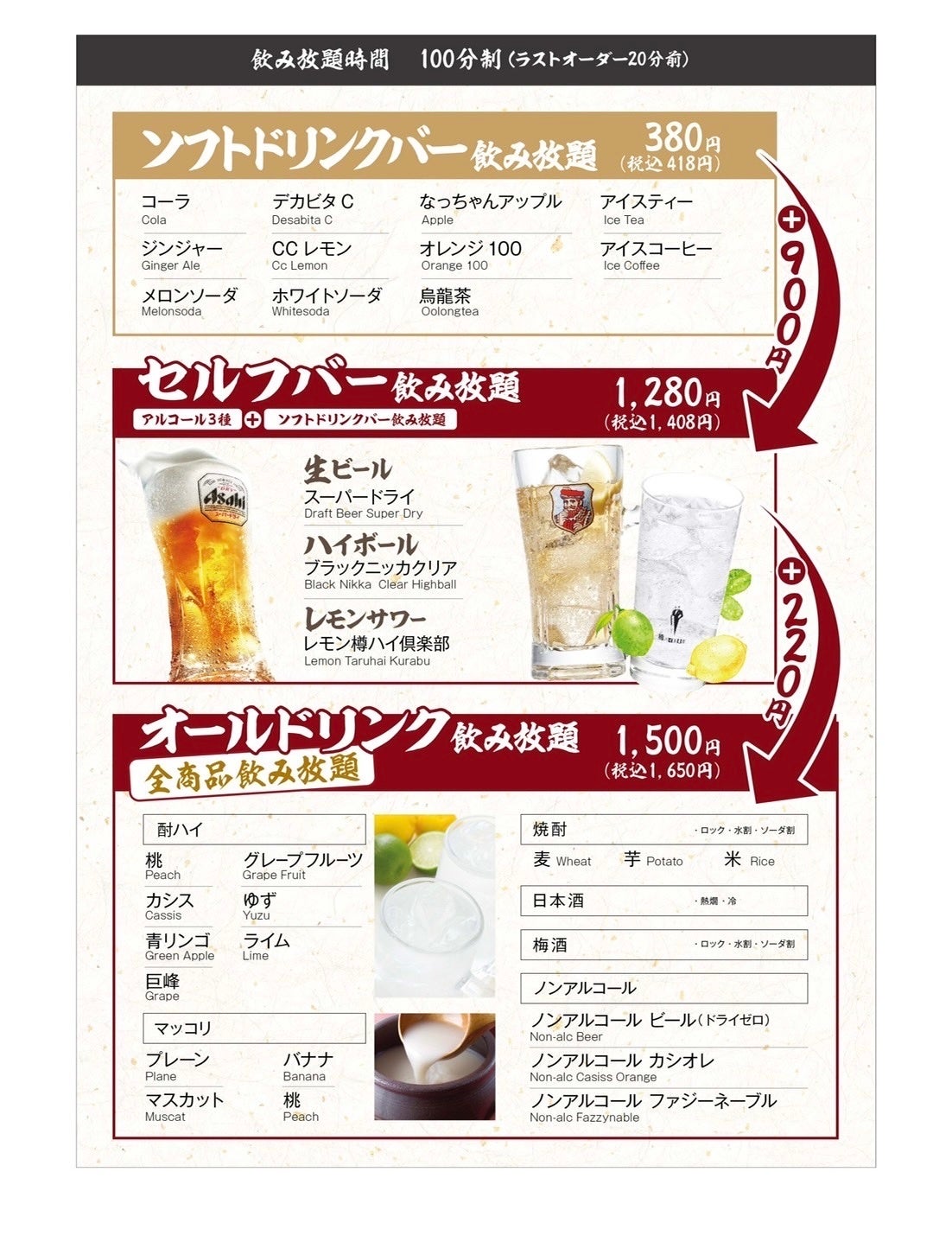 宗像店ドリンクメニュー（木の葉モール店はサントに違いがございます。）