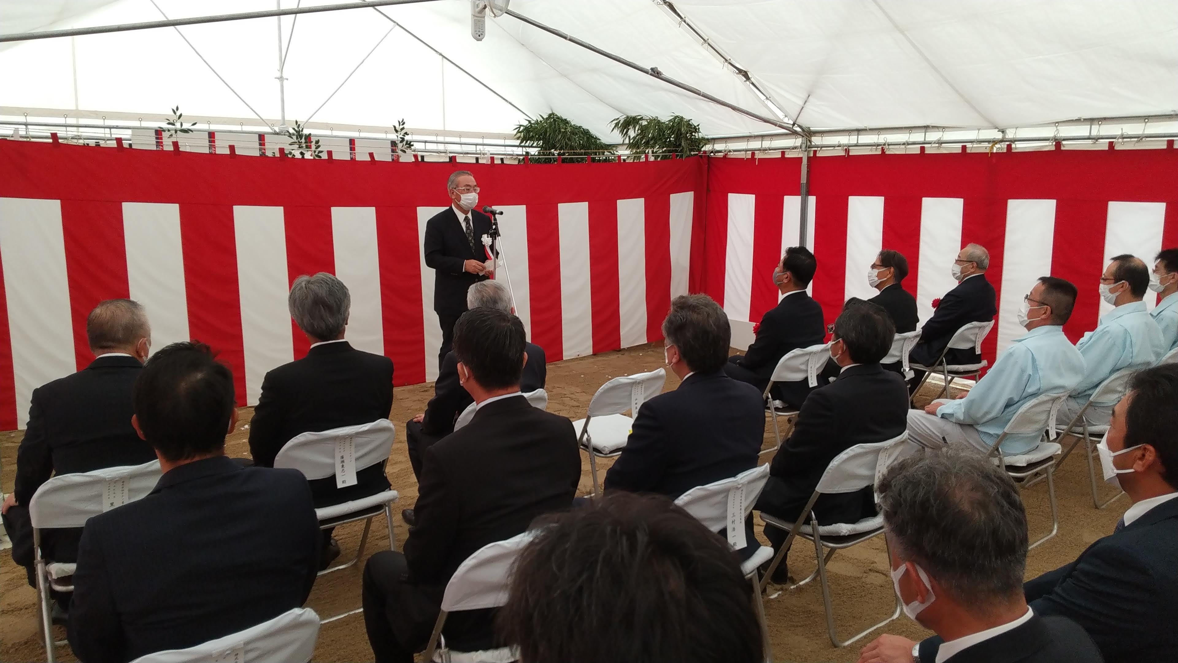 地鎮祭にて。日揮（株）山田社長のご挨拶