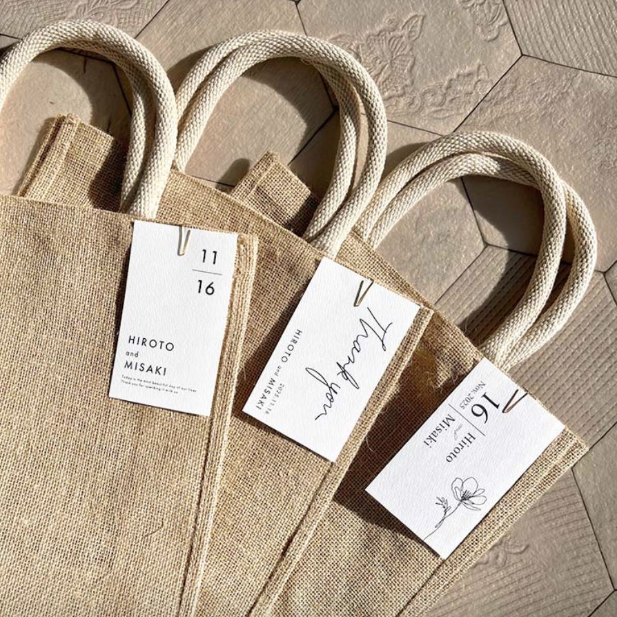 数量限定 結婚式の引出物バックをもっとおしゃれに タグ付きジュートバッグを発売いたします 株式会社エーキューブのプレスリリース 数量限定 結婚式の引出物バックをもっとおしゃれに タグ付きジュートバッグを発売いたします 株式会社エーキューブのプレスリリース