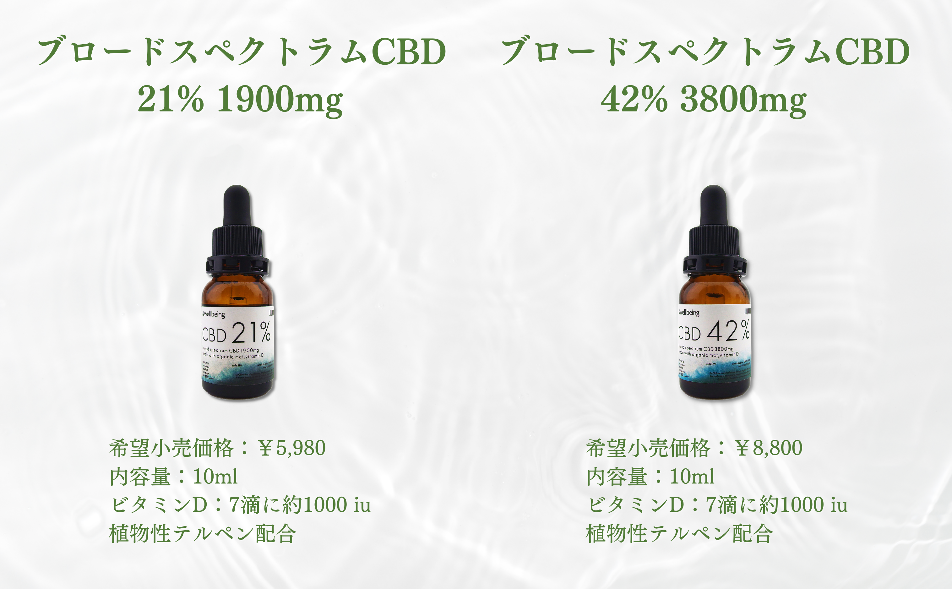 ナチュラル CBDオイル】＆wellbeing 高濃度CBDオイル21％ ＆42％新