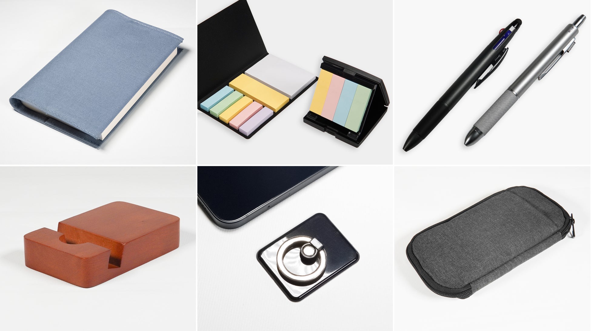 ペン、ノート、メモ、付箋、ブックカバー、ペンケース、ポーチ、モバイル・PC周辺グッズにも印刷可能