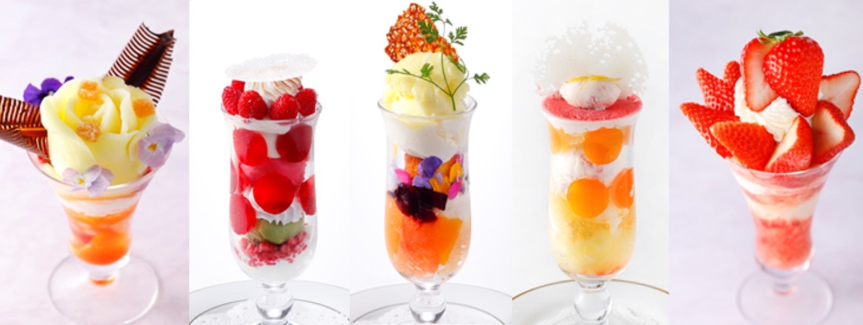 飲料長おすすめの春のパフェたちがバラエティー豊かに勢ぞろい