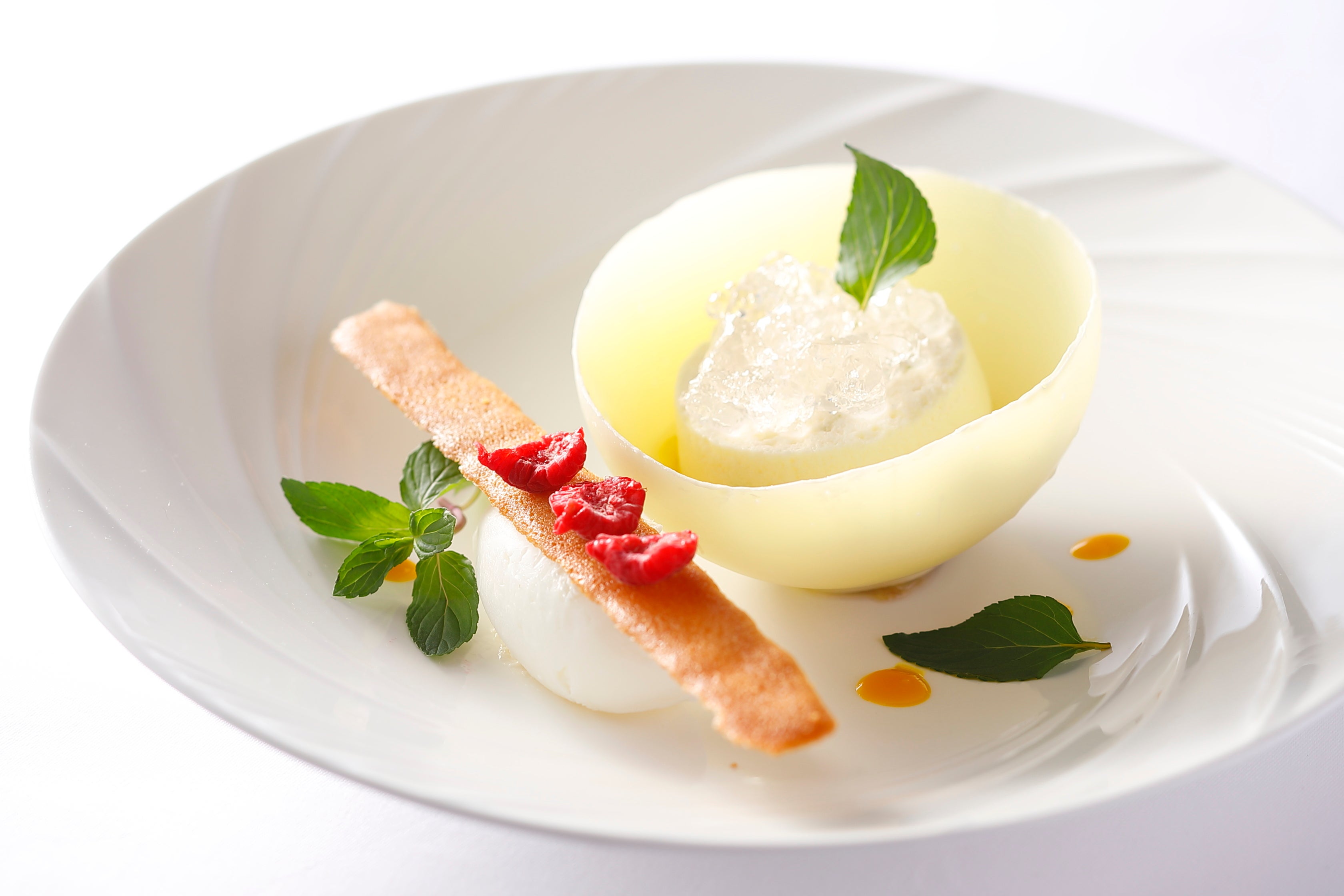 “ライムとカラマンシーのパルフェとパインのマリネ ～ミルクアイス添え“