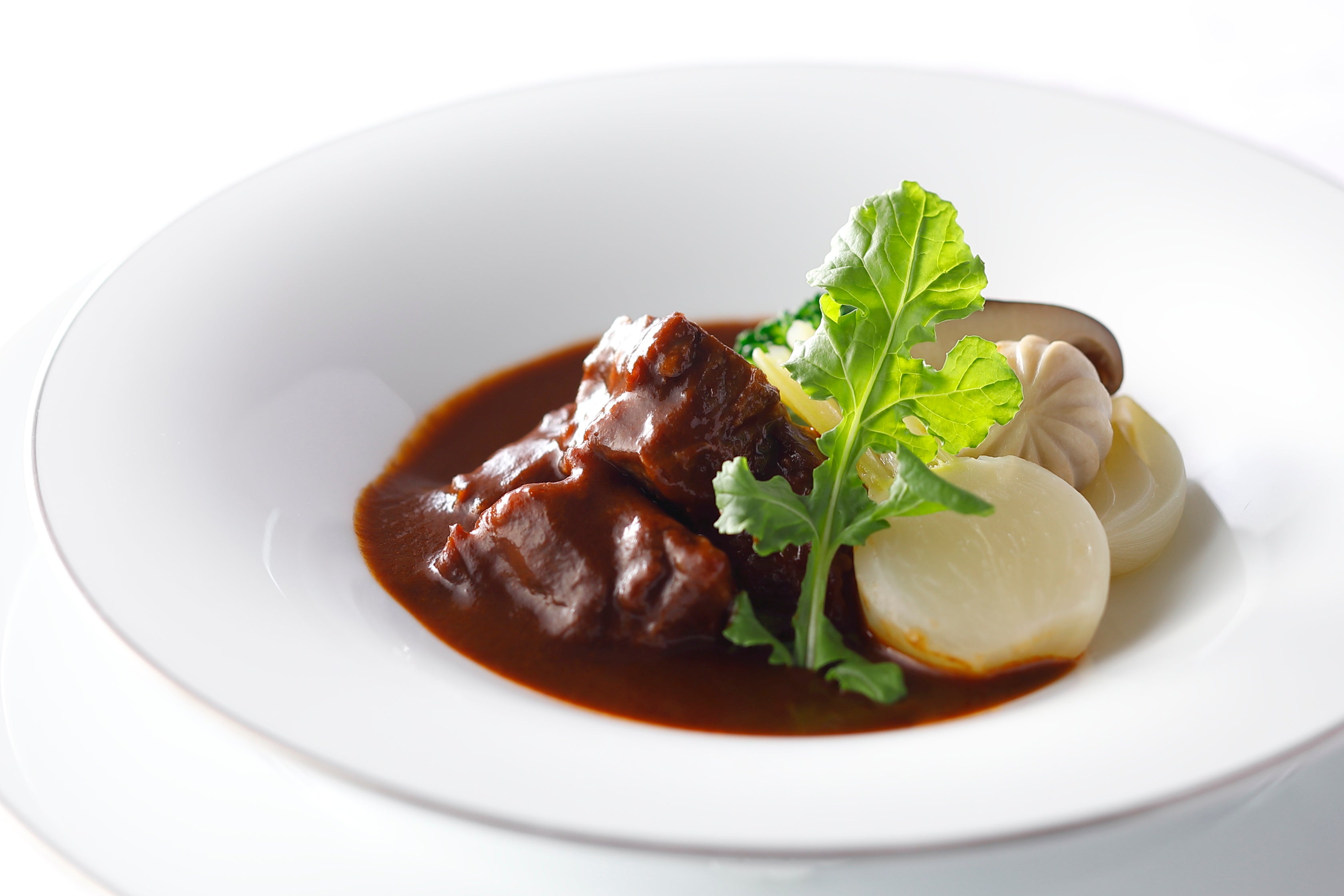 やわらかく煮込んだ和牛ホホ肉のシチューとマッシュポテト