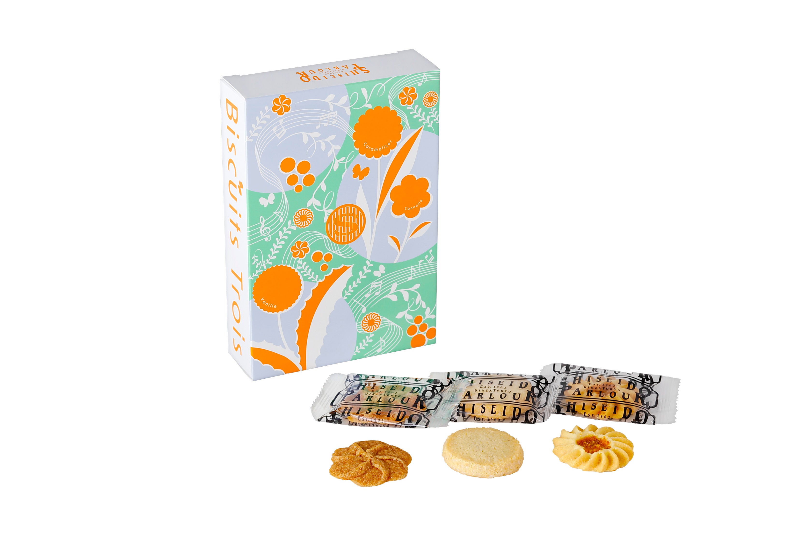 『ビスキュイ トロワ』　＊カネル、ヴァニーユ　各3枚／キャラメリゼ　2枚　計8枚入