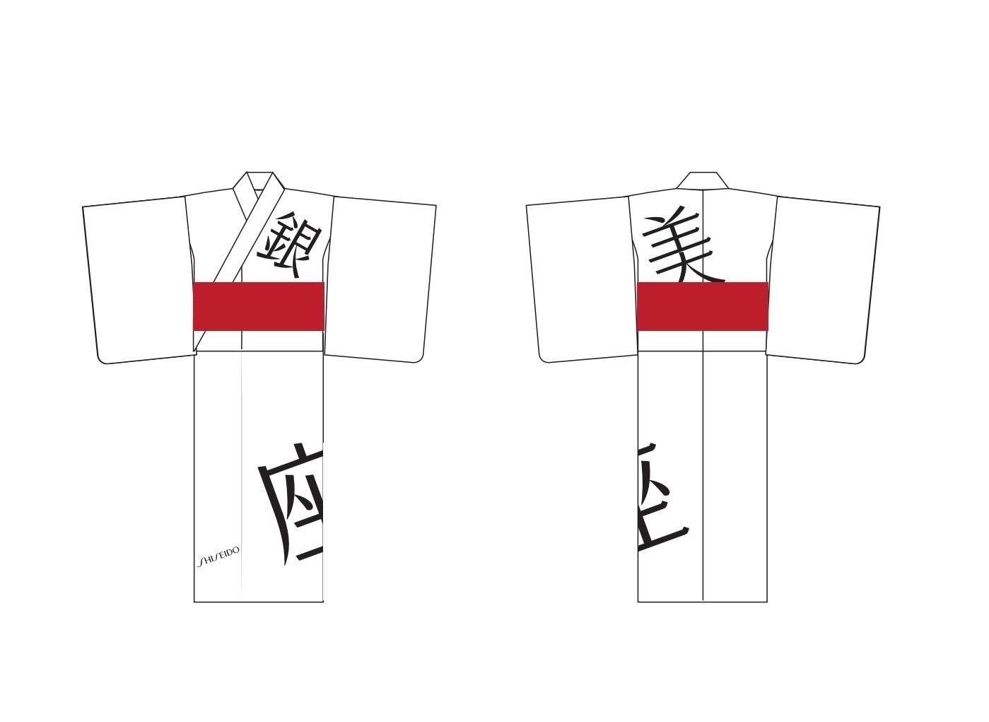  “銀座” “美”の文字がデザインされた白いゆかたで一部スタッフがお迎えします。