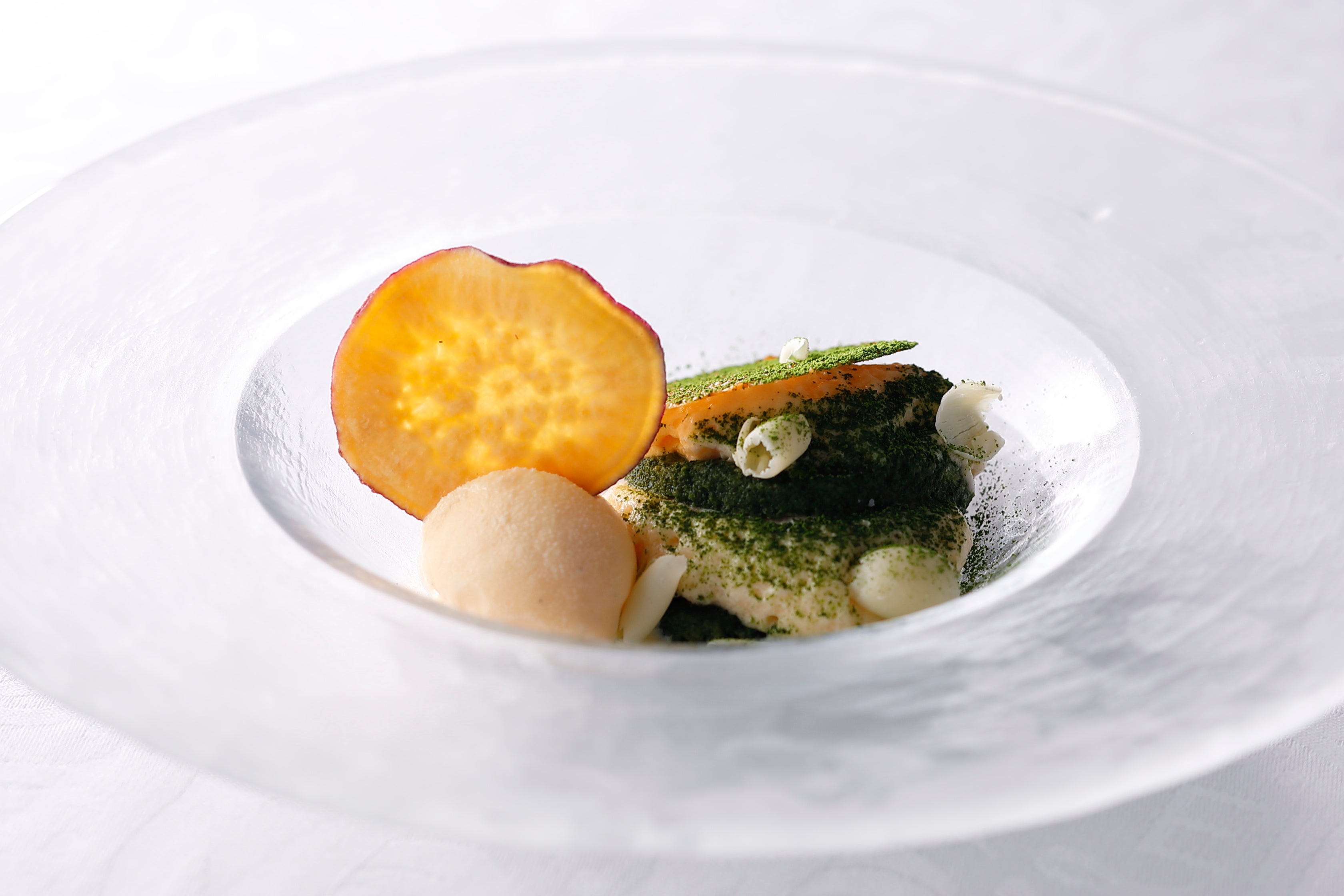 抹茶のティラミス　さつまいものアイスクリーム添え