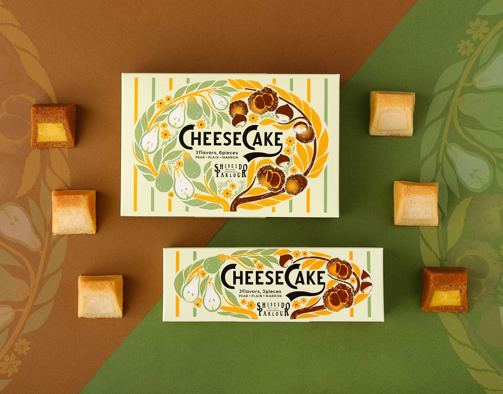 資生堂パーラーの「チーズケーキ」から、涼やかな秋風を感じるフレーバー3種の詰め合わせが限定発売!