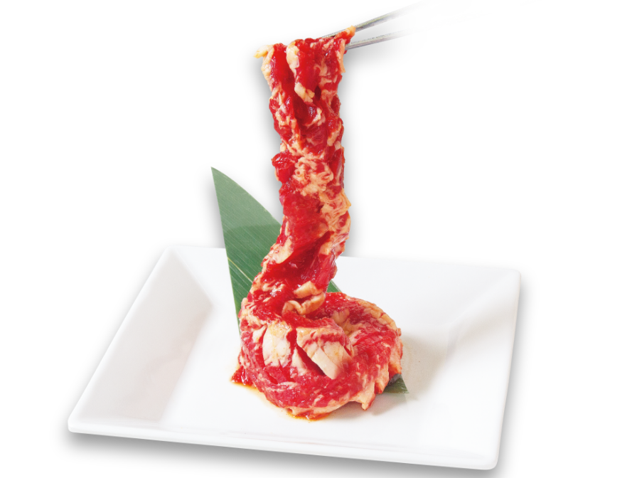 「超ドラゴンカルビ」カルビBIG3。スリットが入っており、食べやすさも味もパーフェクト。