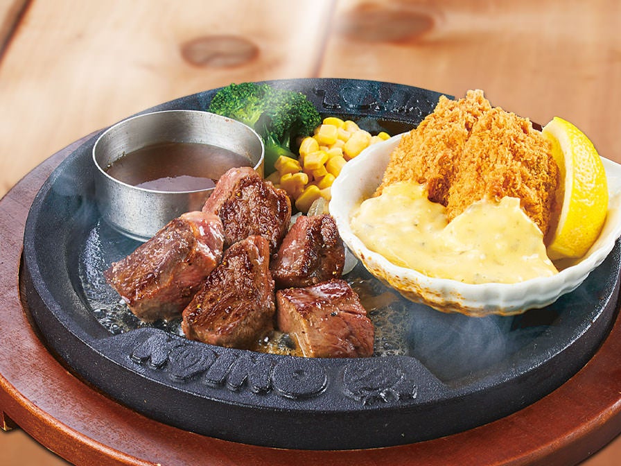 カットランプステーキ＆”広島県産”大粒牡蠣フライ