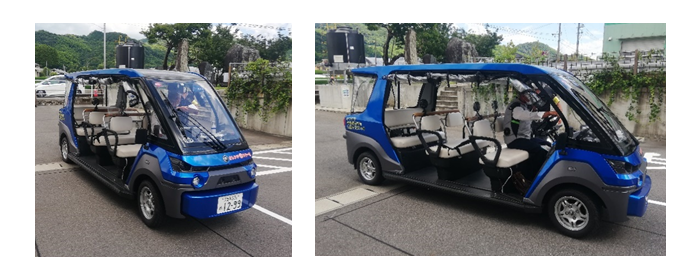 自動運転サービスを行う「オレンジスター号」（ヤマハ発動機社製）