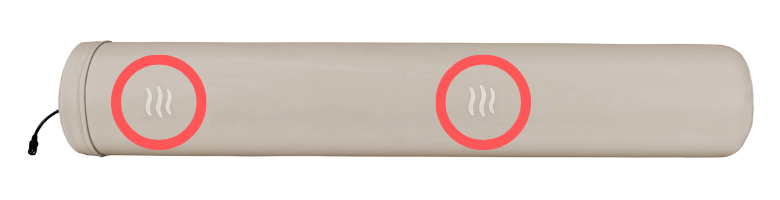 [ヒーターの温まる位置] マークのある箇所が目印です。