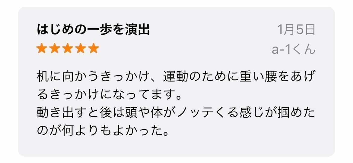 継続アプリユーザーのレビュー