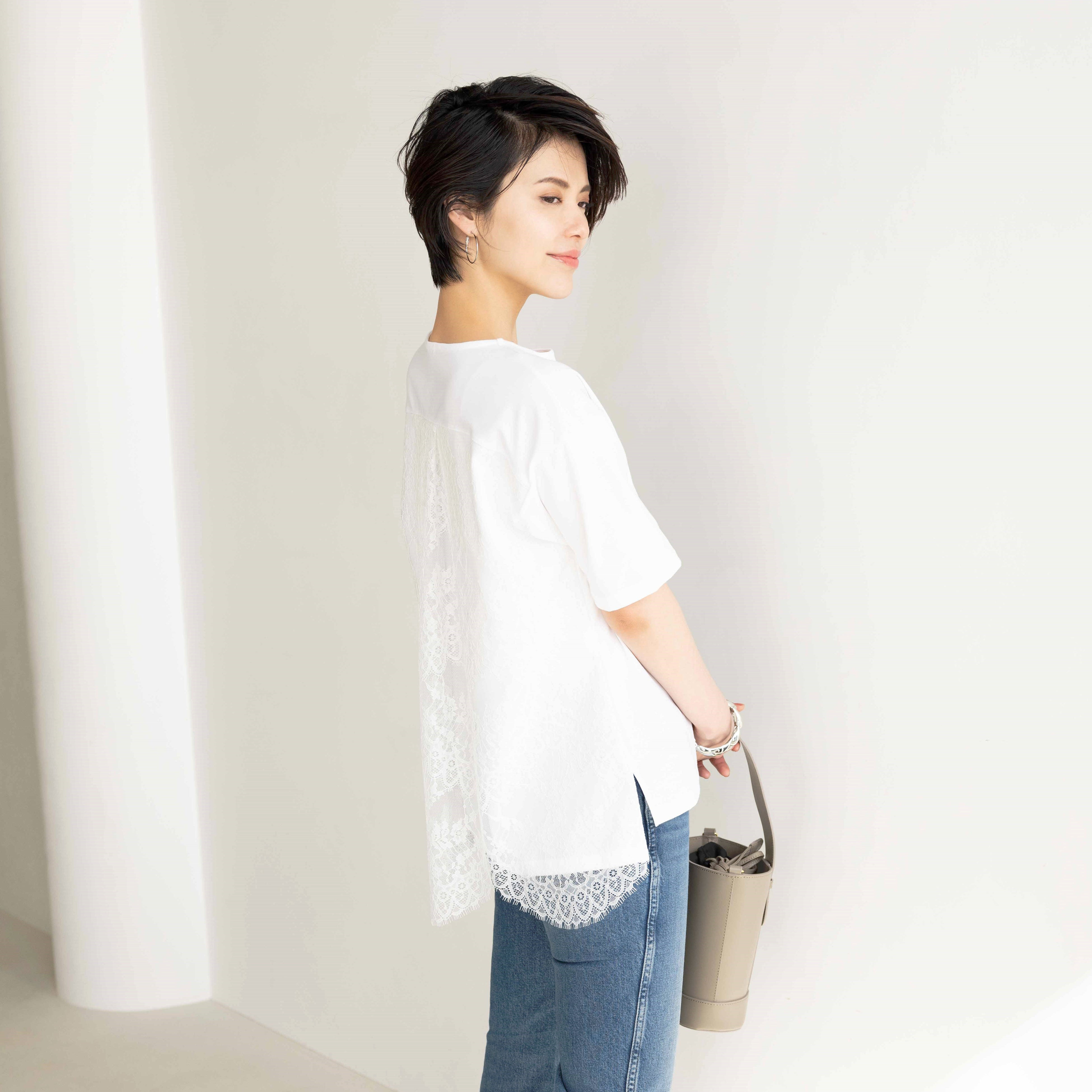 リバーレースカットソー＜バックシャンレース＞全2色