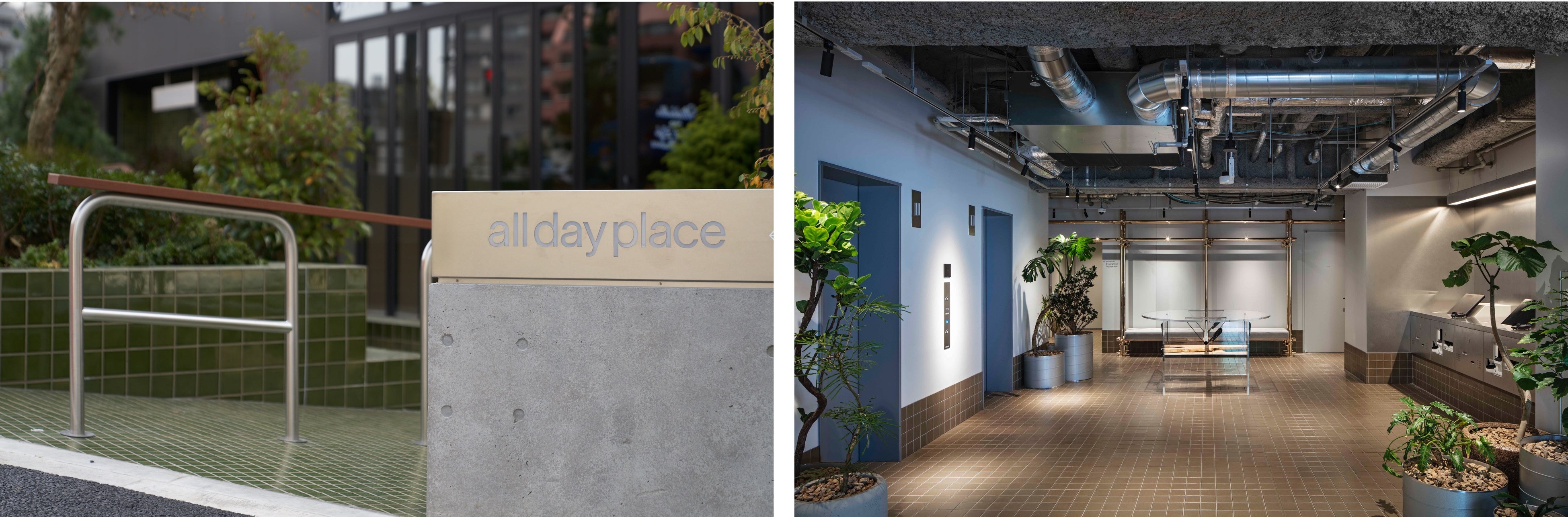 （左）1Fエントランス（右）2Fホテルレセプション