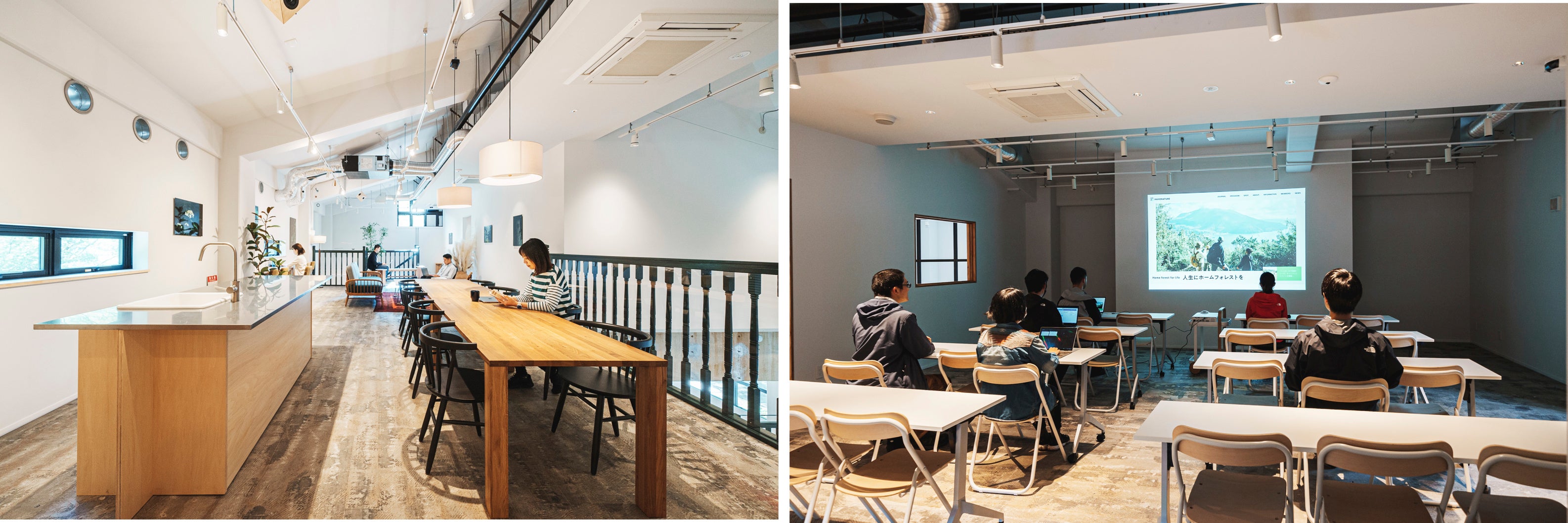 左) MEMBERS LOUNGE   右)  STUDIO