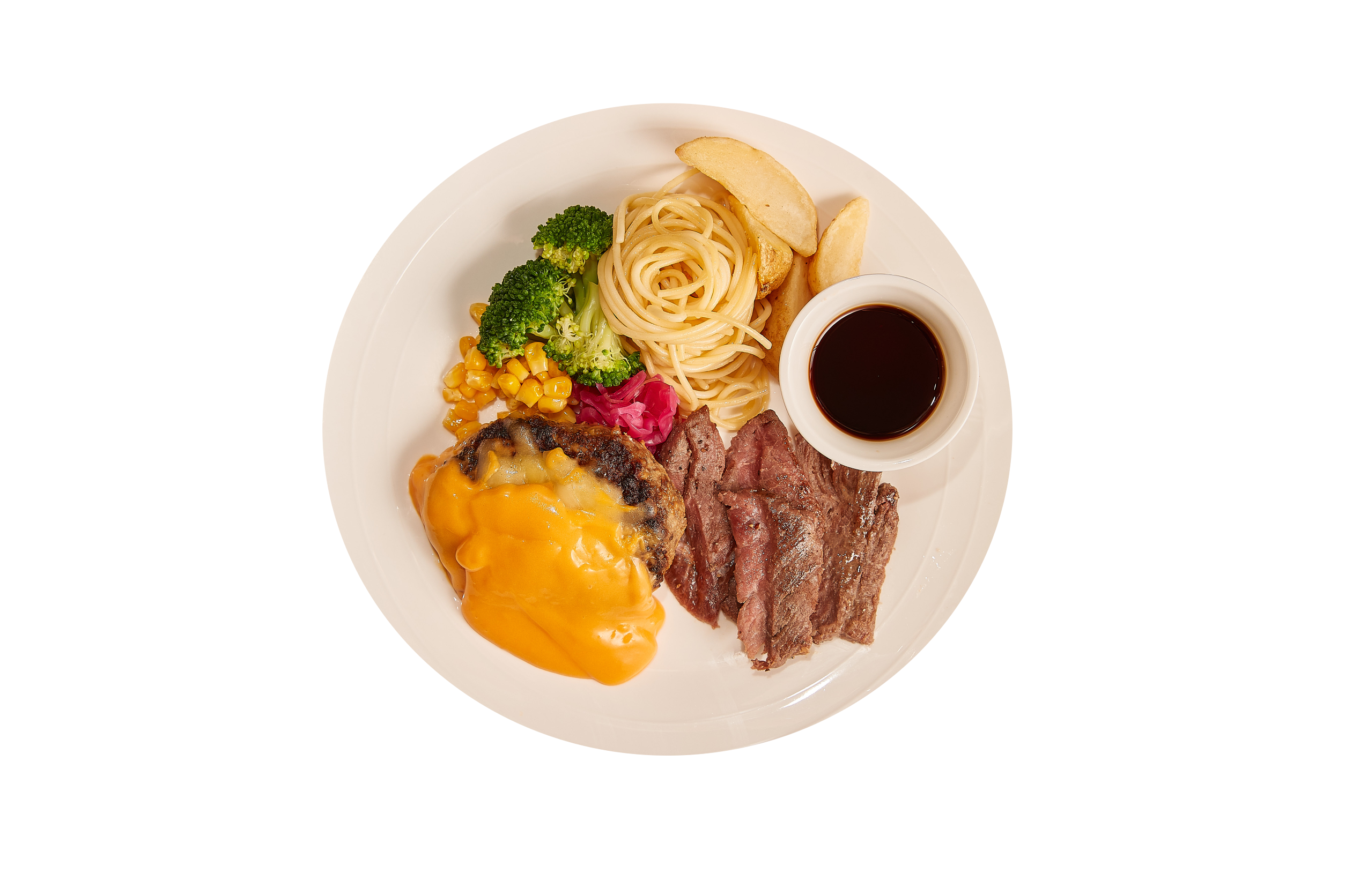 バーグ＆ハラミステーキ 2,690円（ドリンクバー付き）