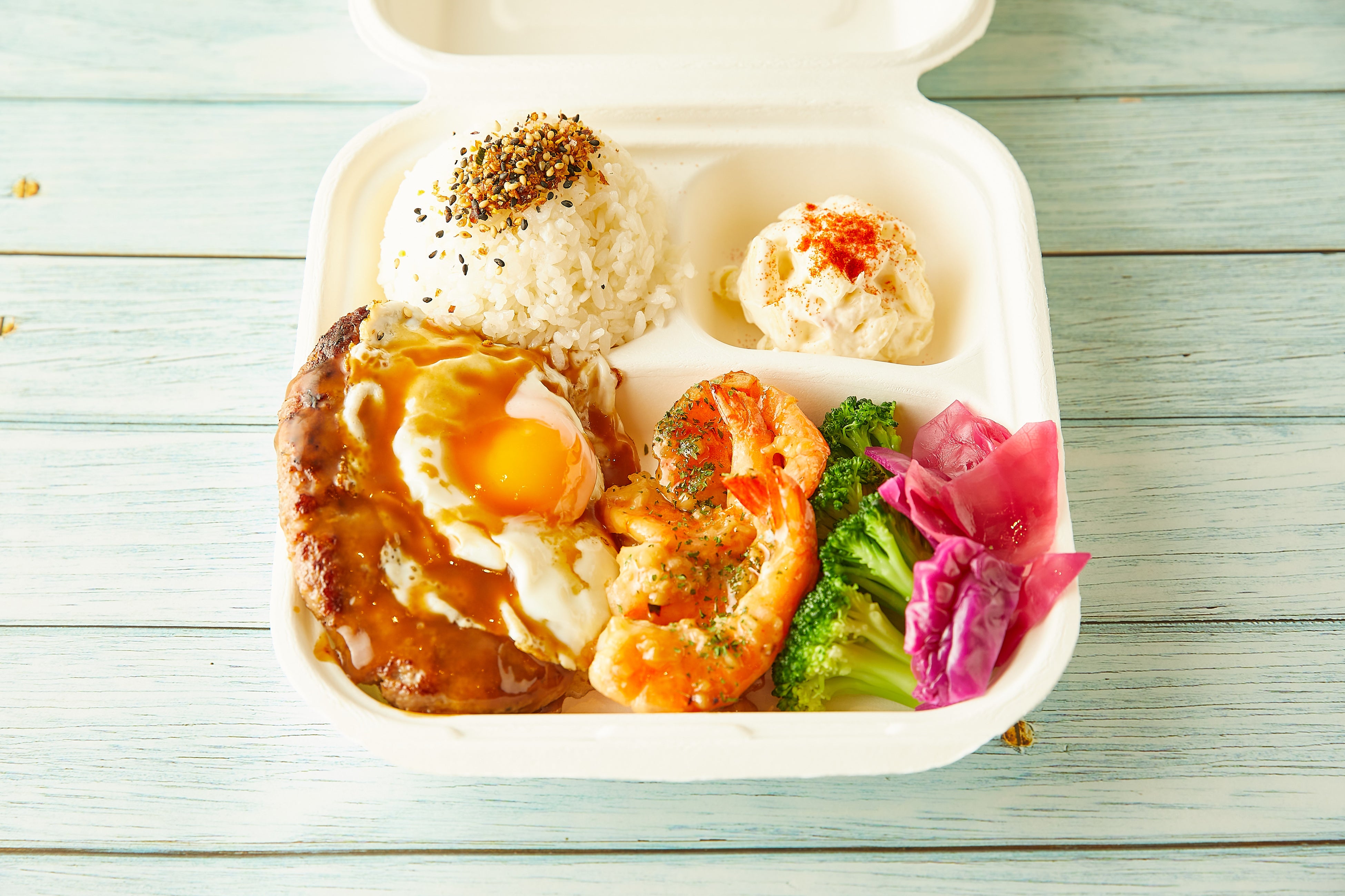 ロコモコ＆ガーリックシュリンプ