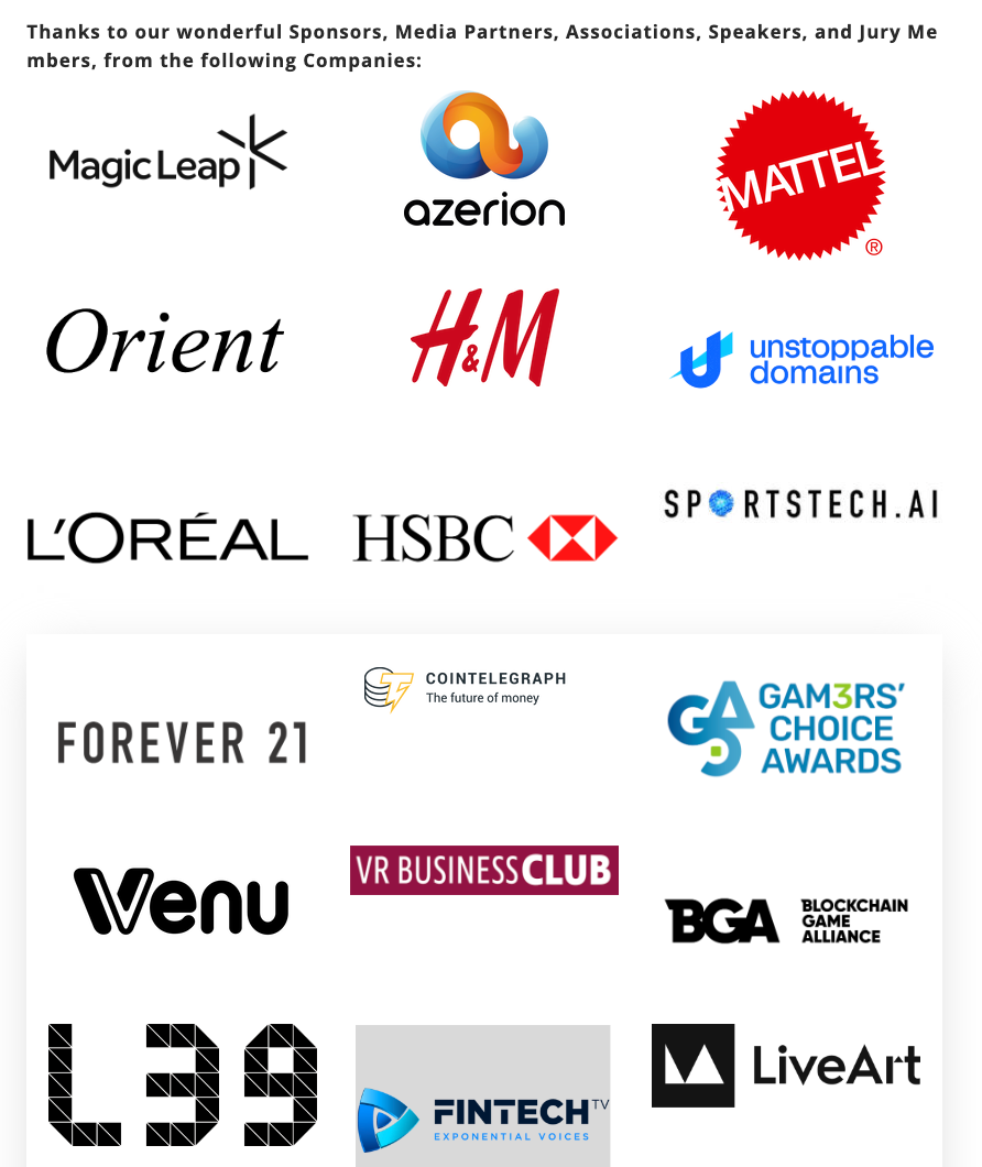 American Metaverse Summit and Award スポンサー