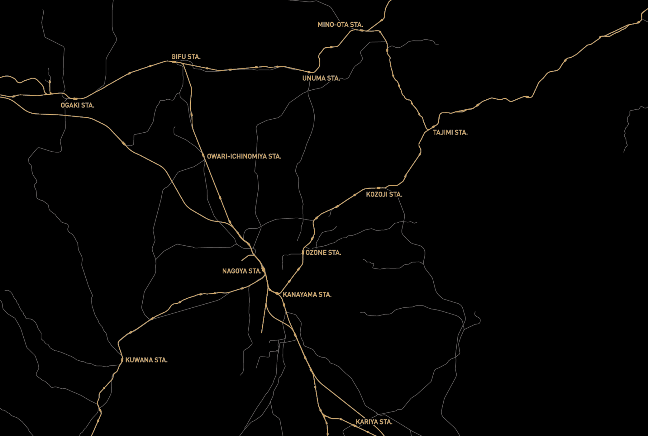 名古屋市を中心に岐阜県、三重県の一部のエリアを網羅。