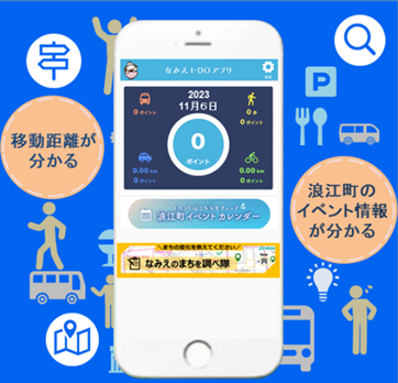 ▲1日の移動履歴をジャンルごとに確認。 移動データはポイント化され、各種特典との交換が可能。