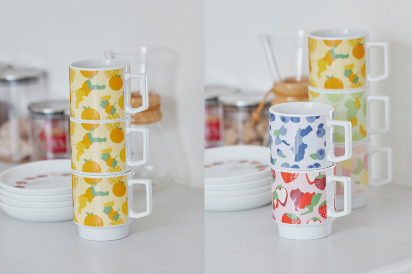 ▲マグカップを重ねると柄がつながるようなデザイン