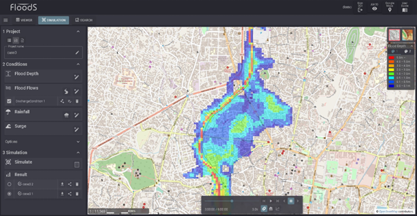 「FloodS」の利用画面イメージ