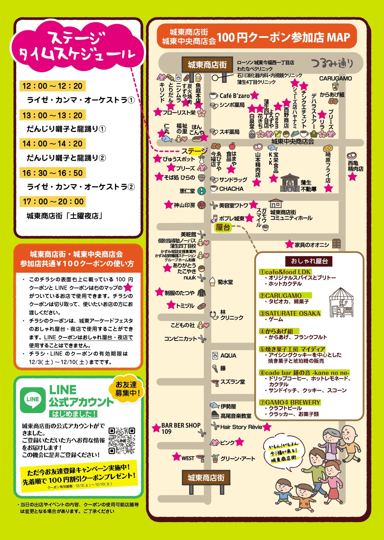 イベントイムテーブルと商店街MAP