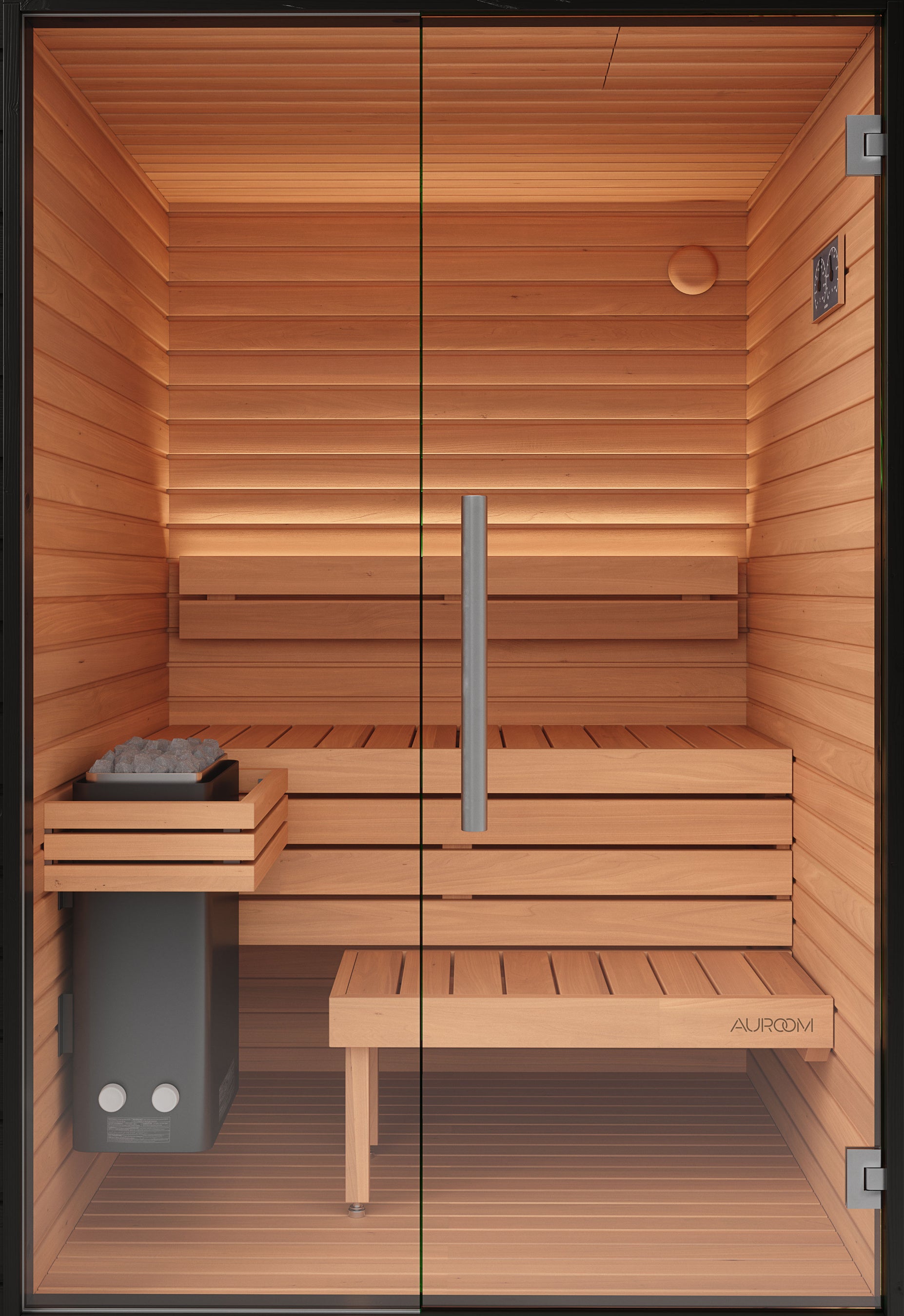 Auroom Mira S （2-3人用サウナ）ガラス張りの外観デザイン