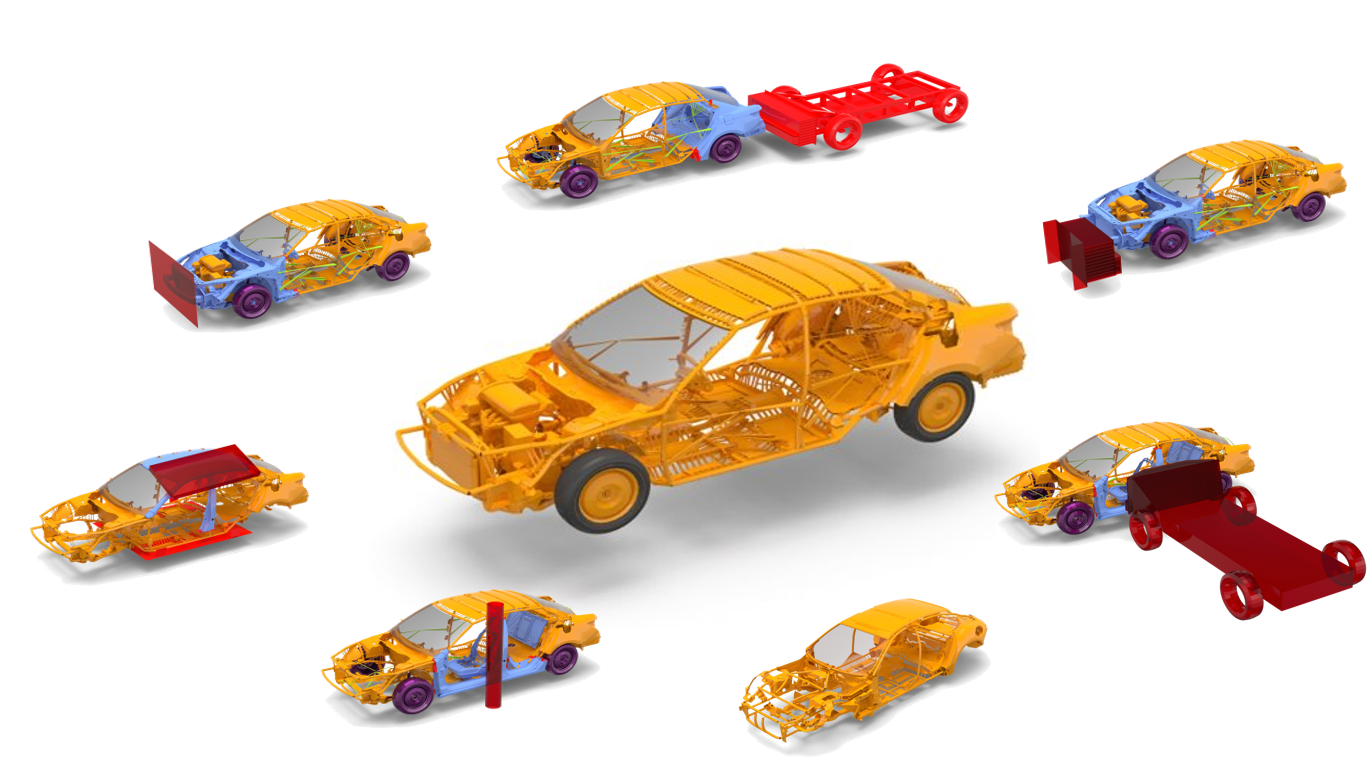 1 つの簡易モデル（C2 モデル）から様々な解析用モデルを生成