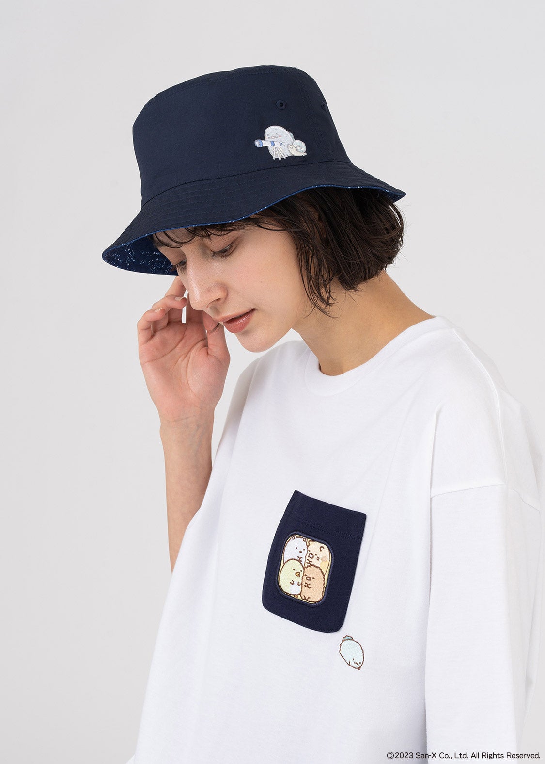 リバーシブルバケットハット「星空さんぽ」刺繍デザイン