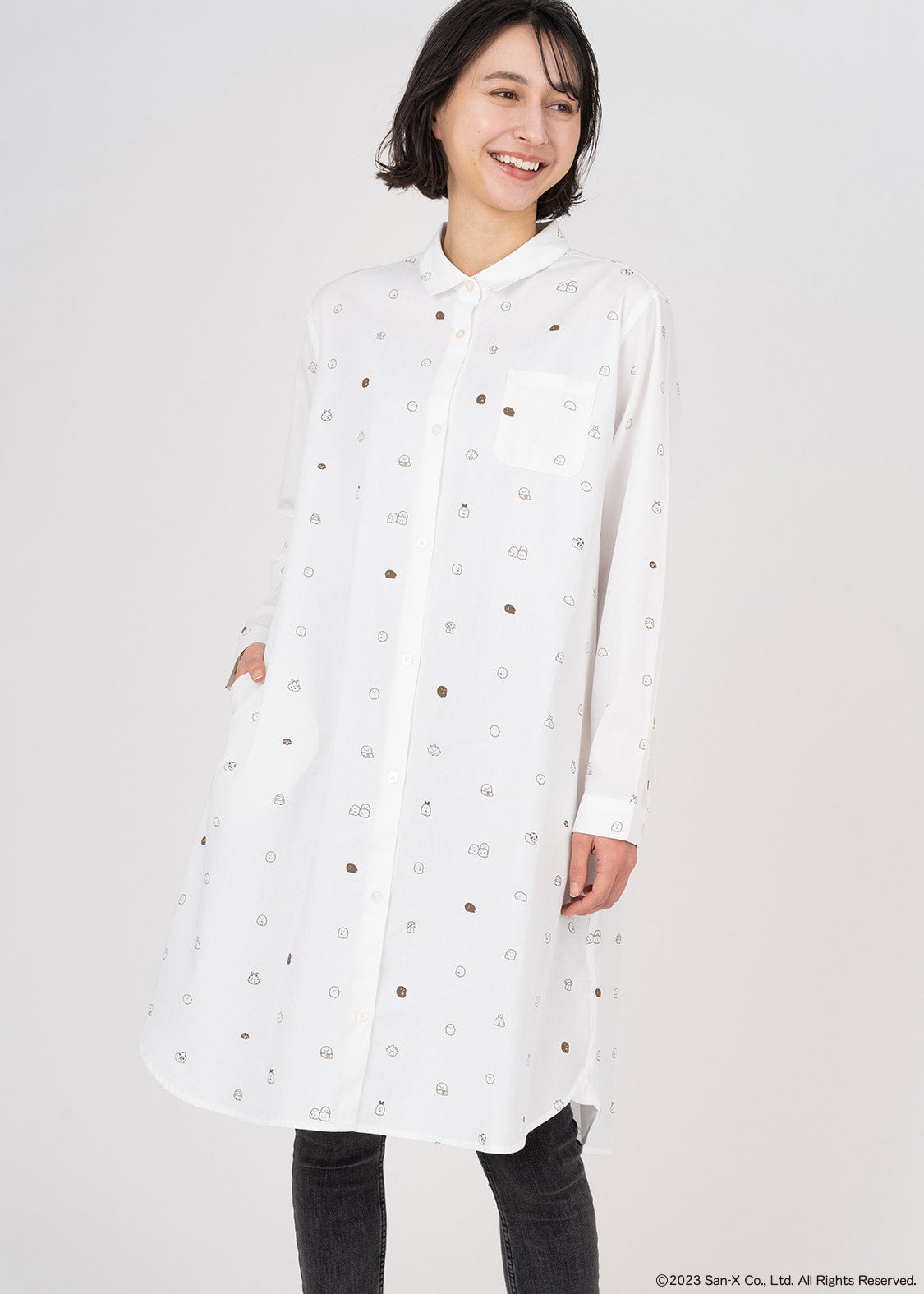 シャツワンピース「みにっコ パターン」