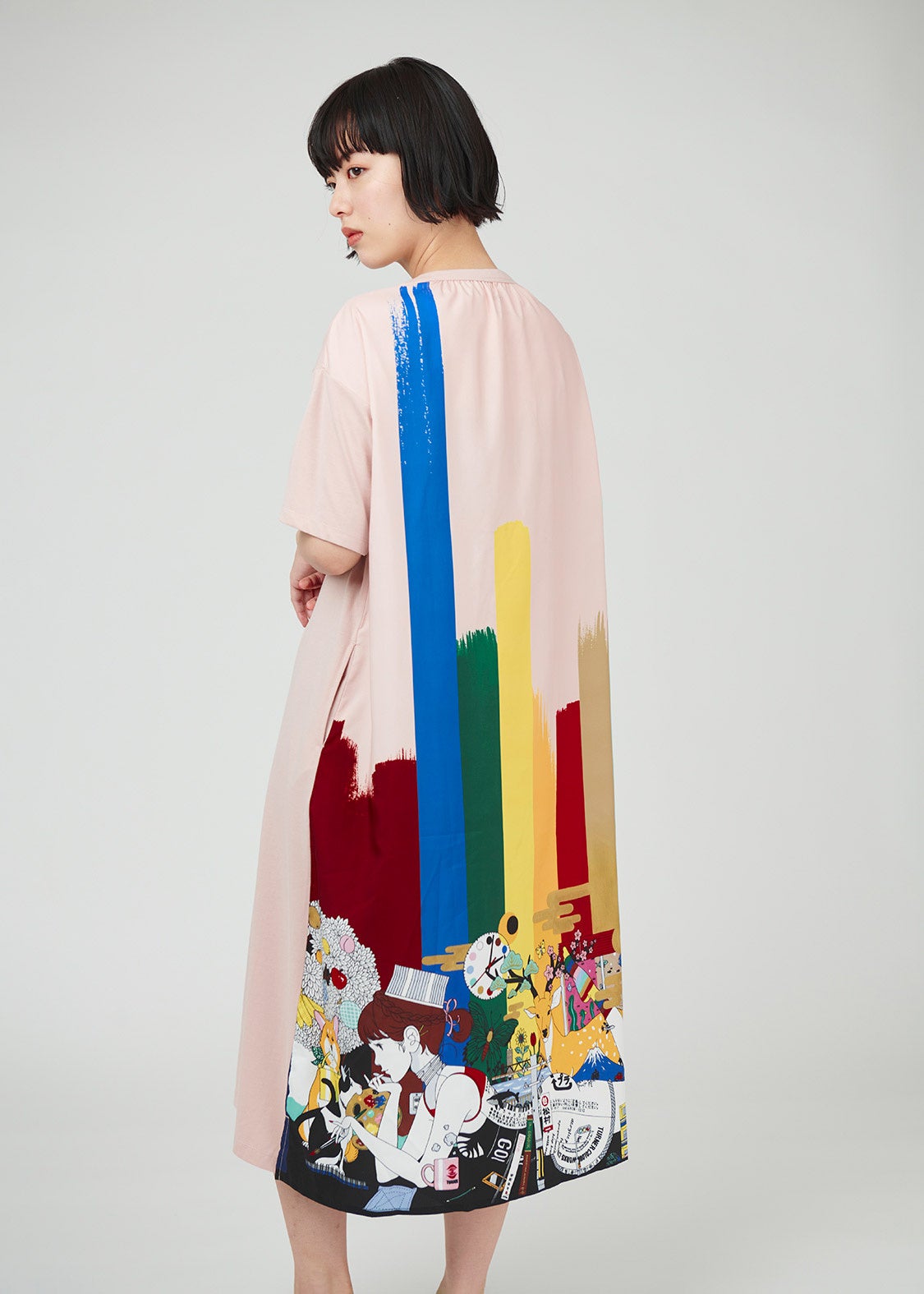 アクリルガッシュ(中村佑介)｜ミックスファブリックワンピース