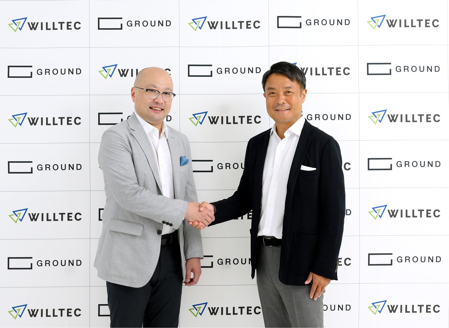（左）ウイルテック 代表取締役社長執行役員：宮城 力、（右）GROUND 代表取締役社長 CEO：宮田 啓友