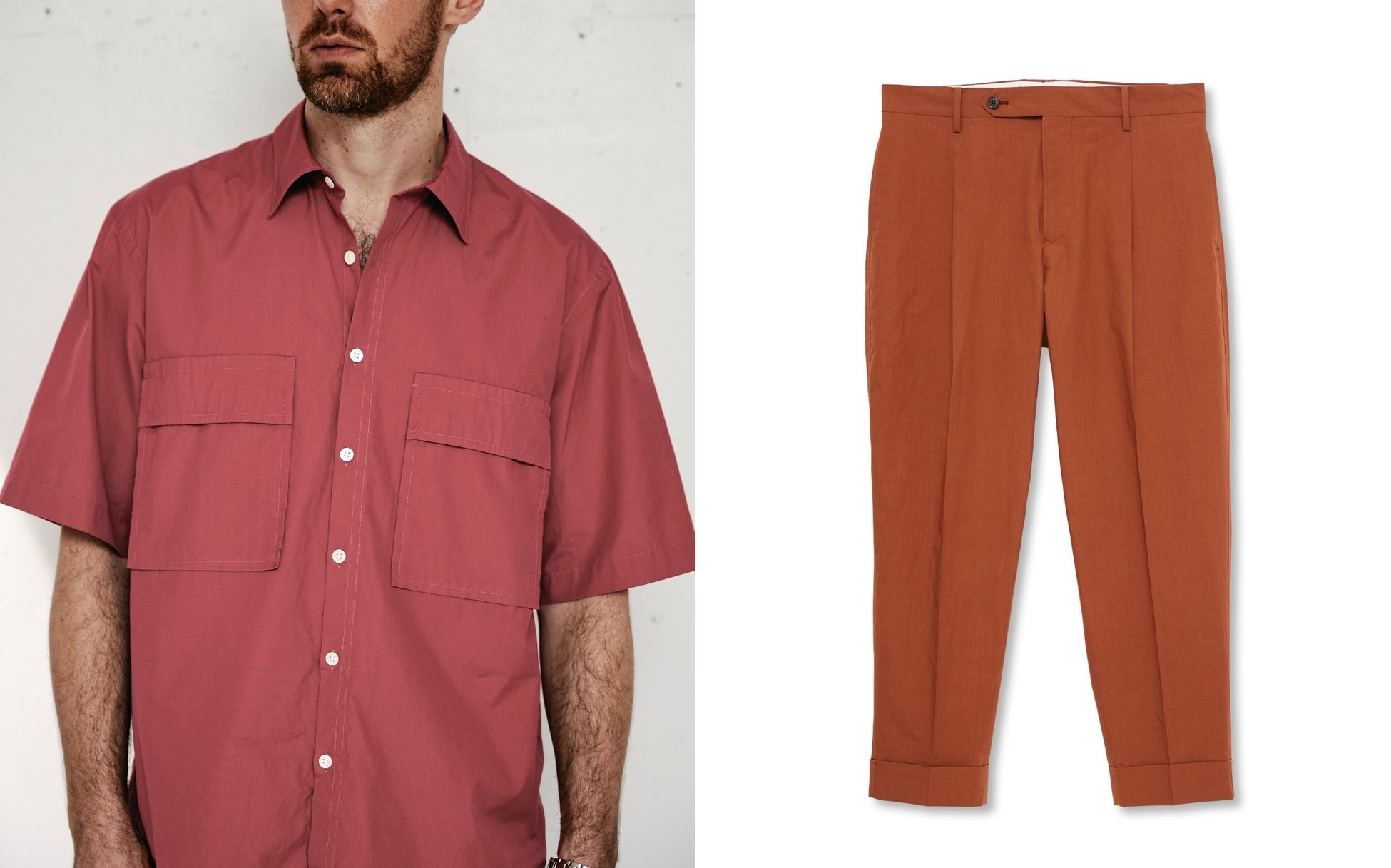 Wpocket Shirt SS 100-2 Broad　23,100円　　1out-pleats uncle slacks Cotton Linen Typewriter　28,600円