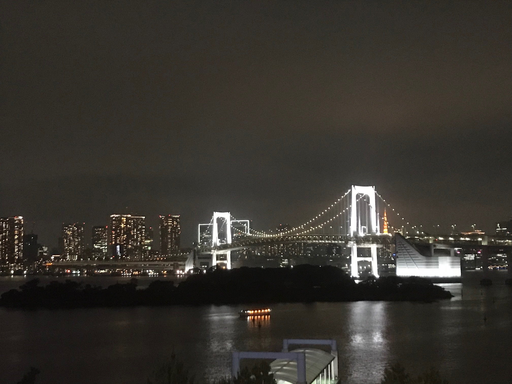▲会場付近から見えるレインボーブリッジ（夜景）