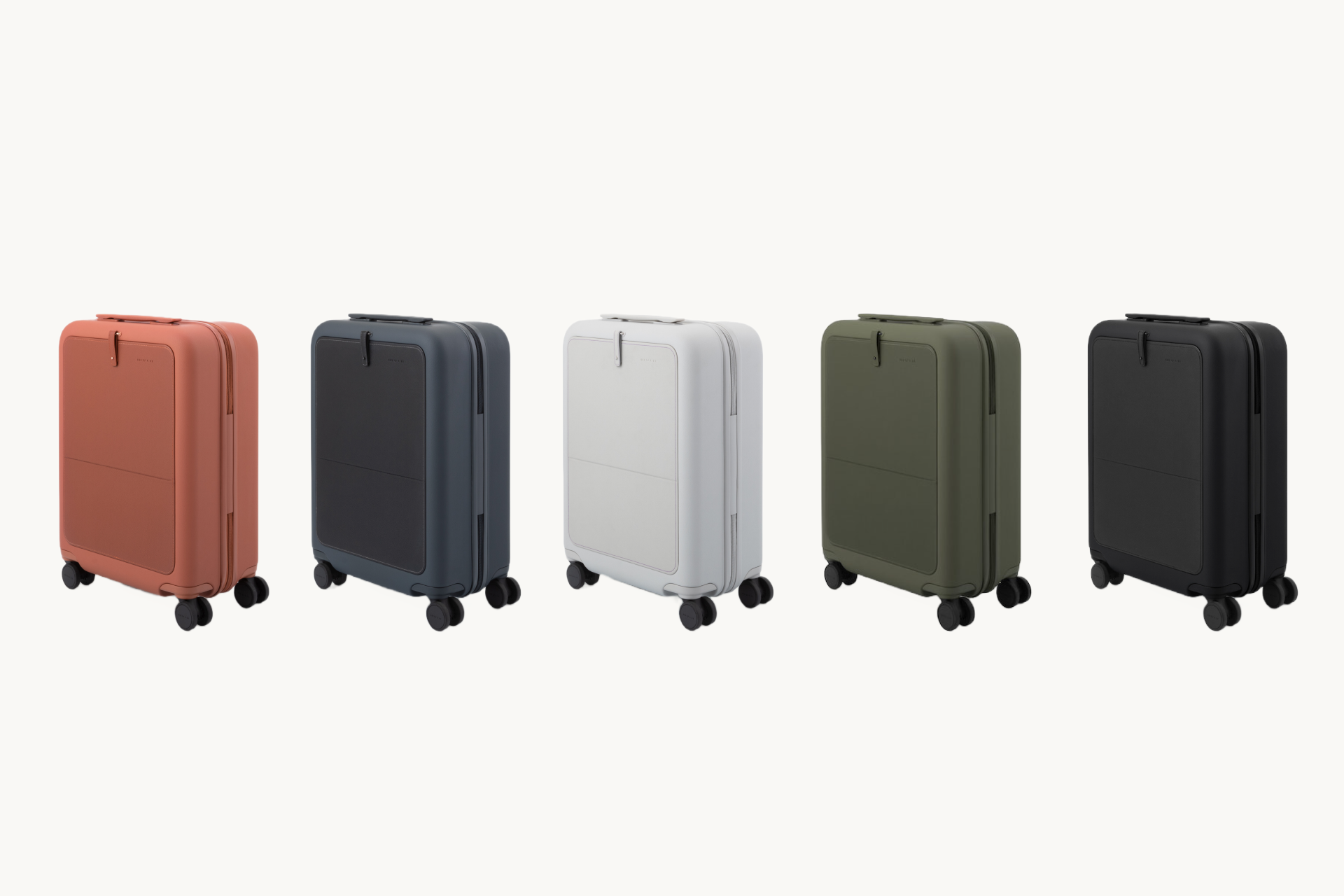 左から、テラコッタ、チャコール、ストーン、モス、オブシディアン