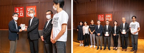寄付金贈呈式の様子（9月20日、東京都江東区のユニクロ有明本部）