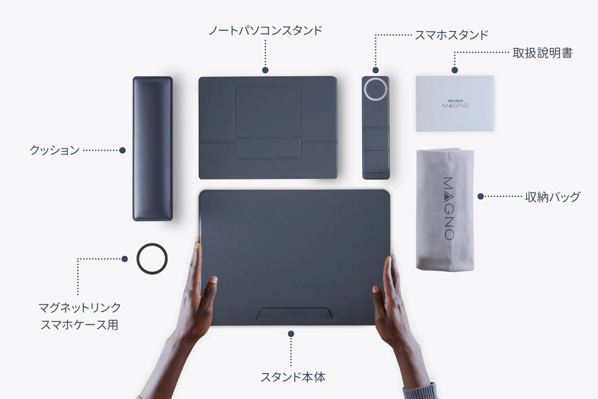 MAGNO モジュール式ノートパソコンスタンド【新品未開封】 デスクから膝まで使えるノートPCスタンド「MAGNO（マグノ）」が3月25日